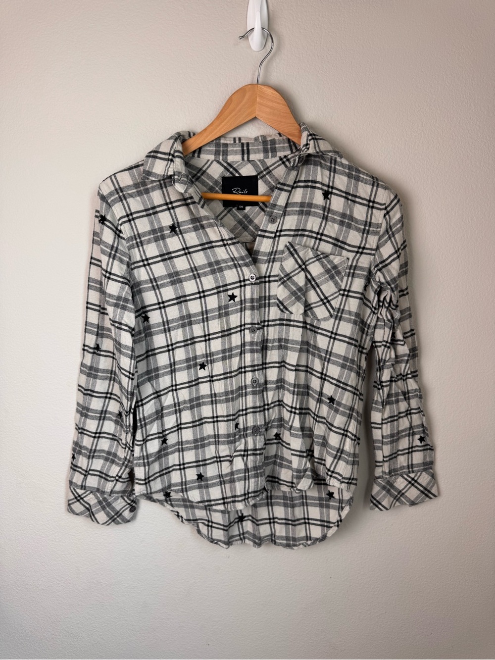 Rails Black & White Plaid Shirt with Star Motif